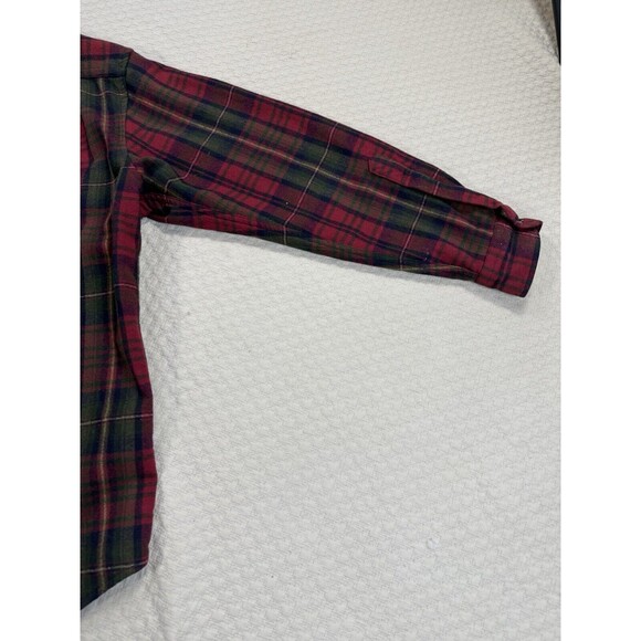Pendleton Plaid Flannel Shirt Long Sleeve 100% Wool | Red and Green | Size Large - Picture 9 of 14